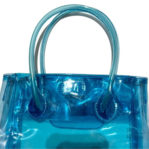 Rimmel London Turquoise Blue Transparent Makeup Cosmetic Bag Purse Toiletry Tote - Picture 7 of 11